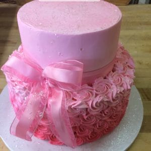 Two Tier Pink Rosette Cake