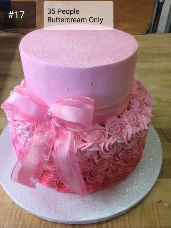 Two Tier Pink Rosette Cake - Supreme Bakery